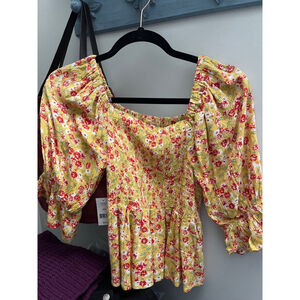 Women's Unbranded Blouse Size XS Yellow Floral